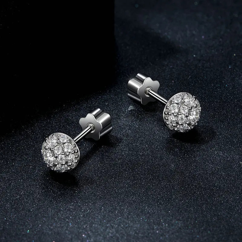 Moissanite Stud Earrings 925 Sterling Silver Hemisphere Dazzling For Mom BandsCo Straps