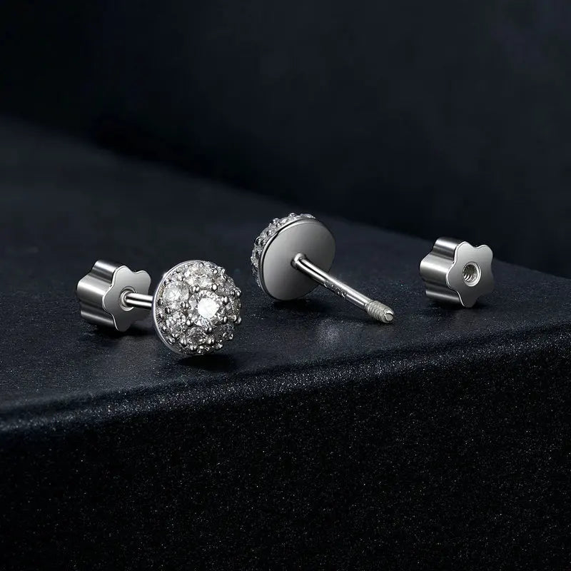 Moissanite Stud Earrings 925 Sterling Silver Hemisphere Dazzling For Mom BandsCo Straps