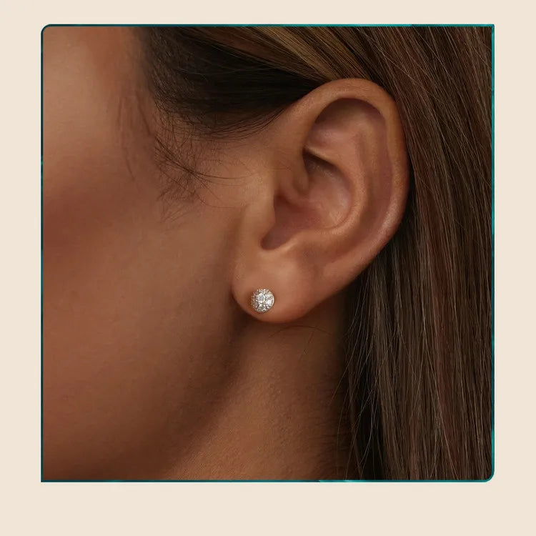 Moissanite Stud Earrings 925 Sterling Silver Hemisphere Dazzling For Mom BandsCo Straps