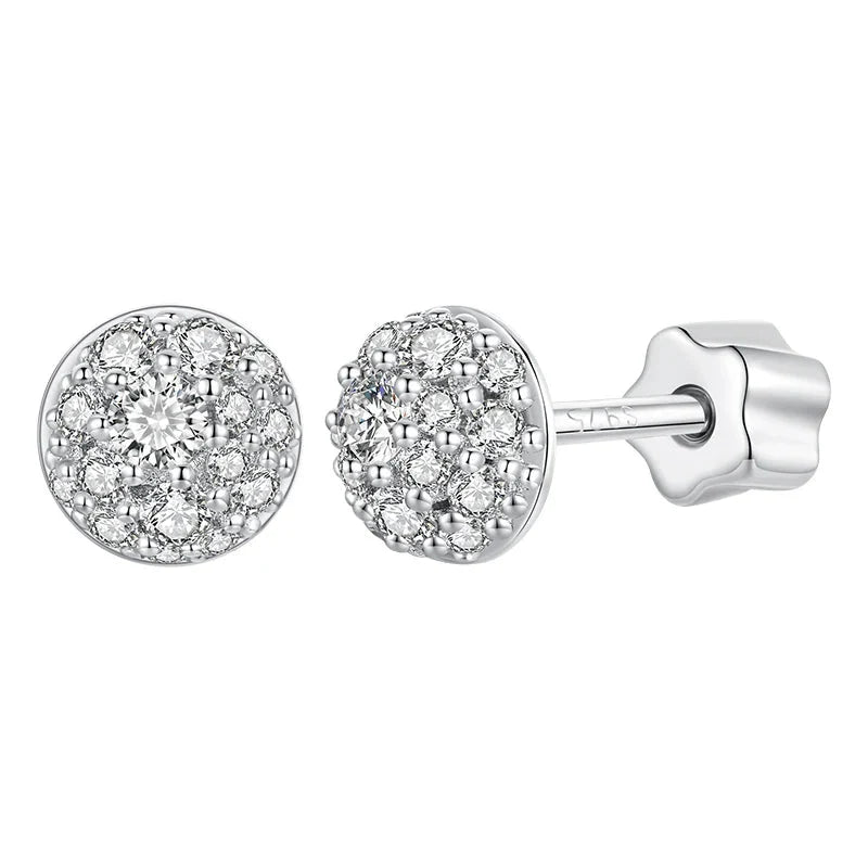 Moissanite Stud Earrings 925 Sterling Silver Hemisphere Dazzling For Mom BandsCo Straps
