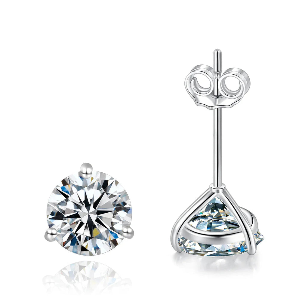 Moissanite Stud Earrings 925 Sterling Silver Small Classic Korean Fashion Gift BandsCo Straps