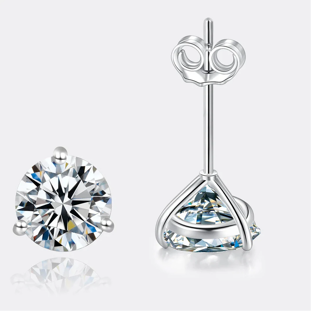 Moissanite Stud Earrings 925 Sterling Silver Small Classic Korean Fashion Gift BandsCo Straps