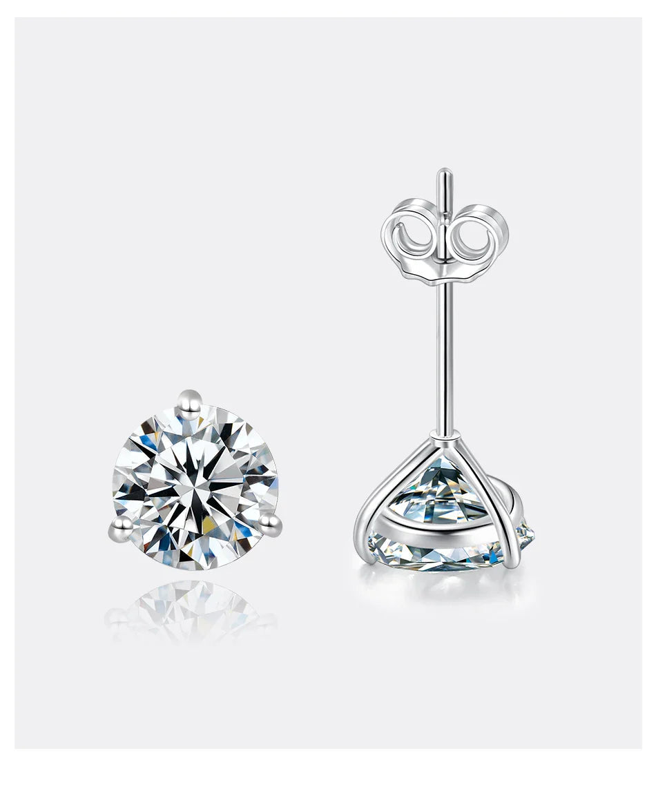 Moissanite Stud Earrings 925 Sterling Silver Small Classic Korean Fashion Gift BandsCo Straps