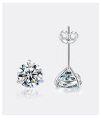 Moissanite Stud Earrings 925 Sterling Silver Small Classic Korean Fashion Gift BandsCo Straps