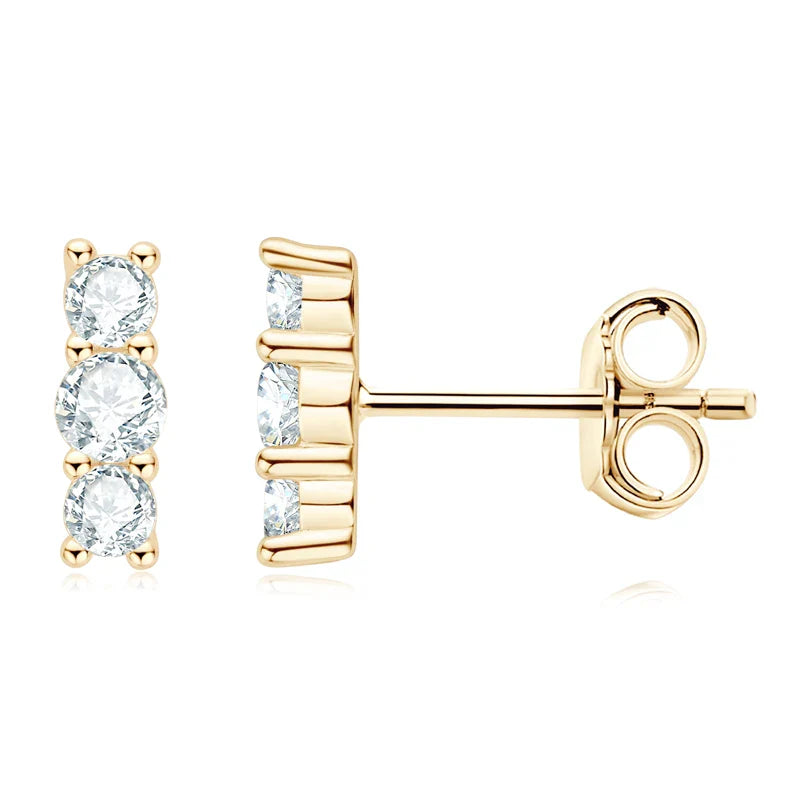 Moissanite Stud Earrings 925 Sterling Silver Mini Curved Climber Studs Women BandsCo Straps