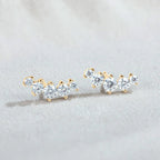Moissanite Stud Earrings 925 Sterling Silver Mini Curved Climber Studs Women BandsCo Straps