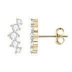 Moissanite Stud Earrings 925 Sterling Silver Mini Curved Climber Studs Women BandsCo Straps