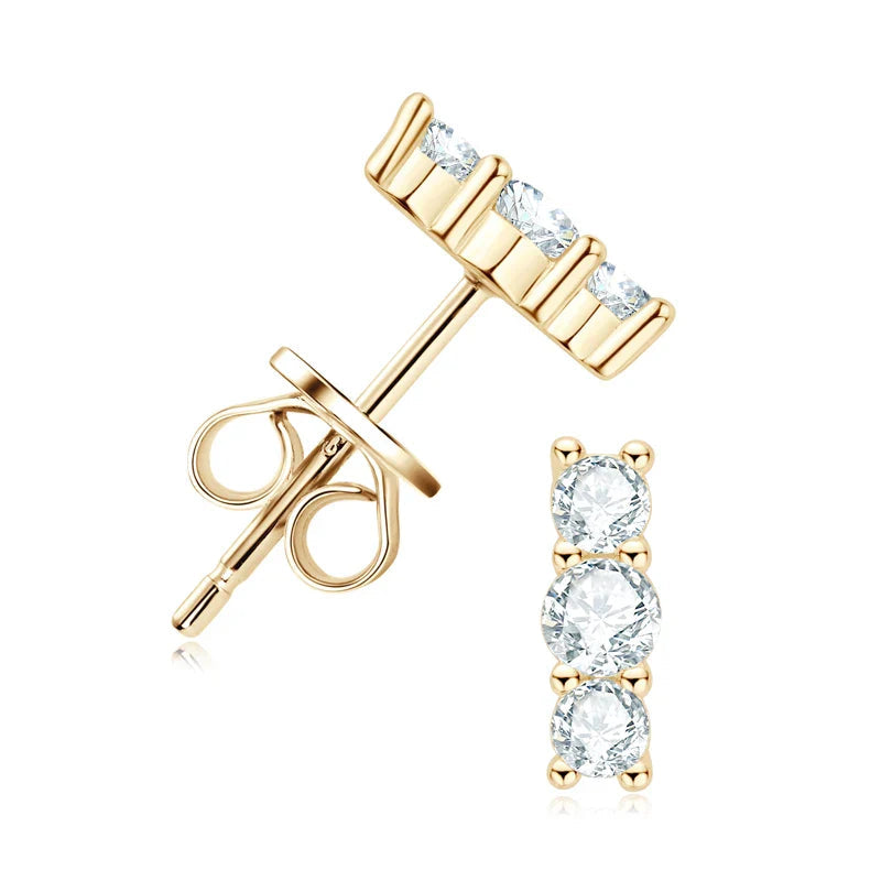 Moissanite Stud Earrings 925 Sterling Silver Mini Curved Climber Studs Women BandsCo Straps