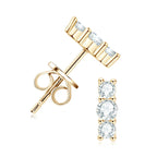 Moissanite Stud Earrings 925 Sterling Silver Mini Curved Climber Studs Women BandsCo Straps