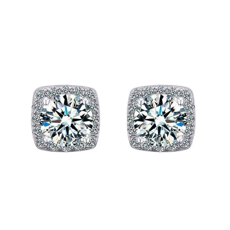 Moissanite Stud Earrings 925 Sterling Silver Round Cut Classic Women's Jewelry BandsCo Straps