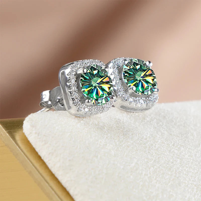 Moissanite Stud Earrings 925 Sterling Silver Round Cut Classic Women's Jewelry BandsCo Straps