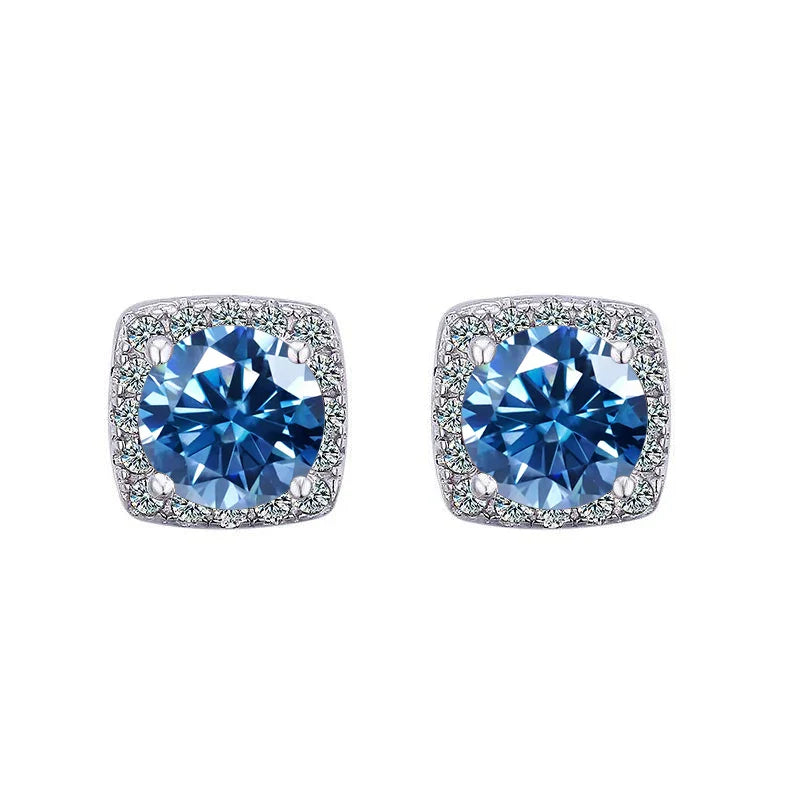 Moissanite Stud Earrings 925 Sterling Silver Round Cut Classic Women's Jewelry BandsCo Straps