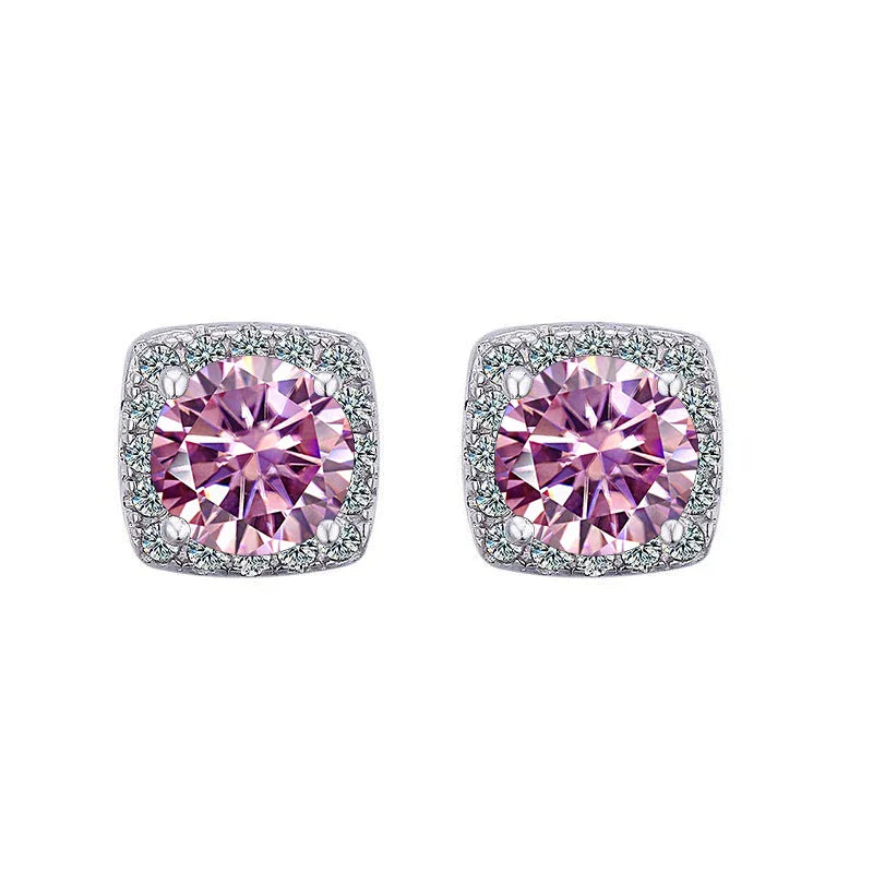 Moissanite Stud Earrings 925 Sterling Silver Round Cut Classic Women's Jewelry BandsCo Straps