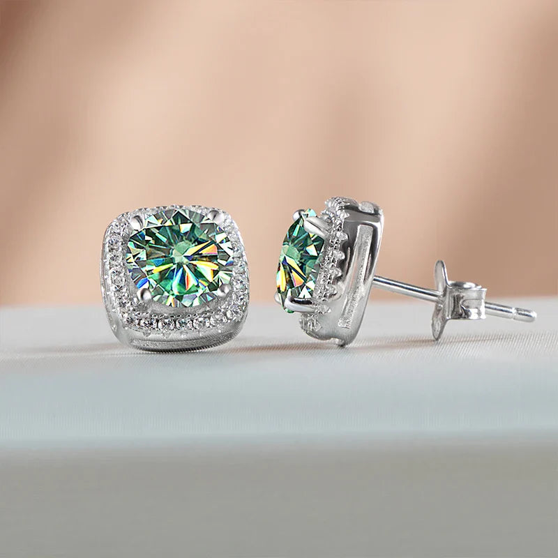 Moissanite Stud Earrings 925 Sterling Silver Round Cut Classic Women's Jewelry BandsCo Straps
