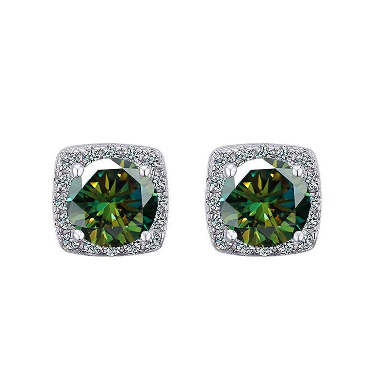 Moissanite Stud Earrings 925 Sterling Silver Round Cut Classic Women's Jewelry BandsCo Straps
