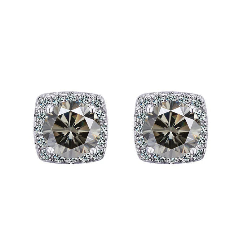Moissanite Stud Earrings 925 Sterling Silver Round Cut Classic Women's Jewelry BandsCo Straps