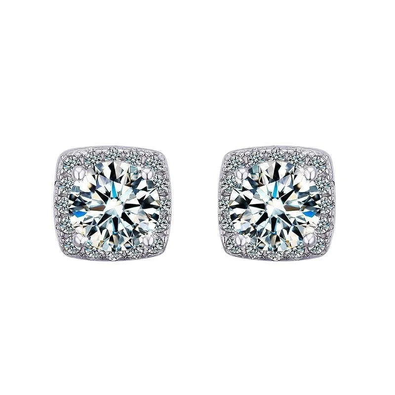 Moissanite Stud Earrings 925 Sterling Silver Round Cut Classic Women's Jewelry BandsCo Straps