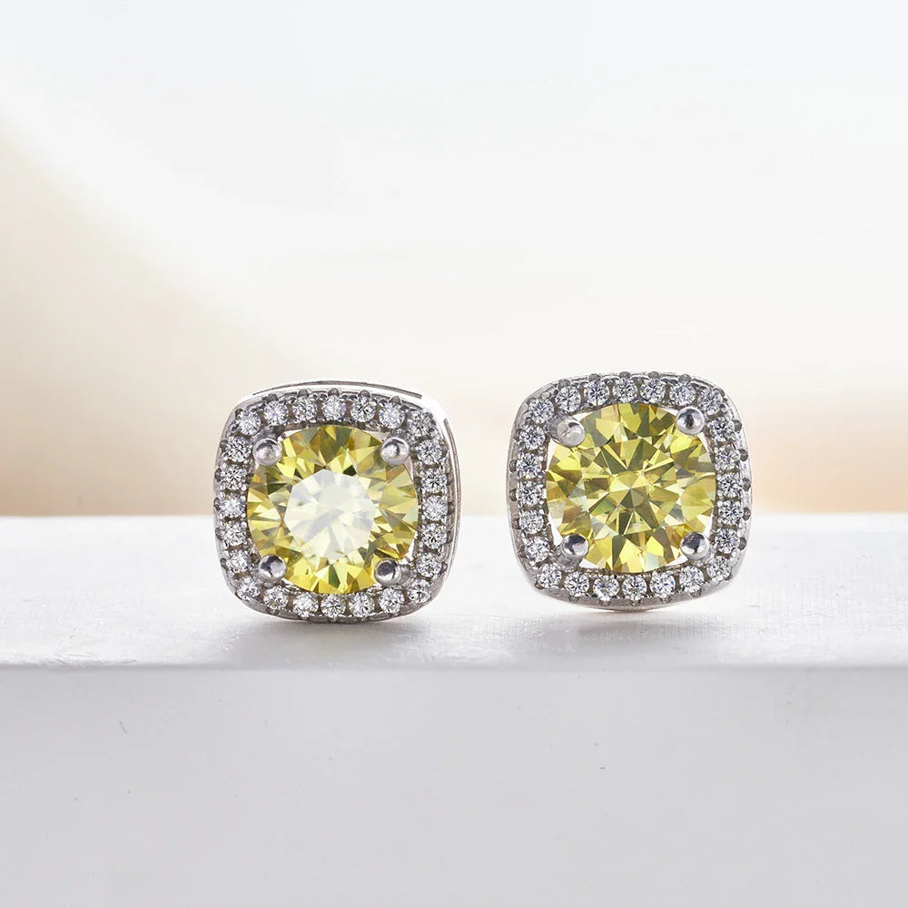 Moissanite Stud Earrings 925 Sterling Silver Round Cut Classic Women's Jewelry BandsCo Straps