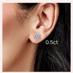 Moissanite Stud Earrings 925 Sterling Silver Round Halo Bridal Wedding Jewelry BandsCo Straps