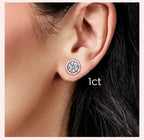 Moissanite Stud Earrings 925 Sterling Silver Round Halo Bridal Wedding Jewelry BandsCo Straps