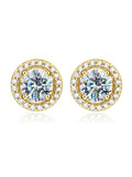 Moissanite Stud Earrings 925 Sterling Silver Round Halo Bridal Wedding Jewelry BandsCo Straps