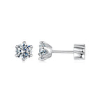 Moissanite Stud Earrings 925 Sterling Silver White Gold Plated Huggie Screwback BandsCo Straps
