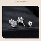 Moissanite Stud Earrings 925 Sterling Silver White Gold Plated Huggie Screwback BandsCo Straps