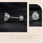 Moissanite Stud Earrings 925 Sterling Silver White Gold Plated Huggie Screwback BandsCo Straps