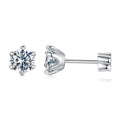 Moissanite Stud Earrings 925 Sterling Silver White Gold Plated Huggie Screwback BandsCo Straps