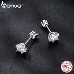 Moissanite Stud Earrings 925 Sterling Silver White Gold Plated Huggie Screwback BandsCo Straps