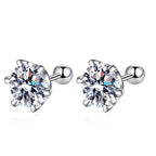 Moissanite Stud Earrings 925 Sterling Silver White Gold Plated D VVS1 Round BandsCo Straps