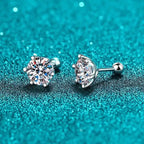 Moissanite Stud Earrings 925 Sterling Silver White Gold Plated D VVS1 Round BandsCo Straps