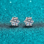 Moissanite Stud Earrings 925 Sterling Silver White Gold Plated D VVS1 Round BandsCo Straps