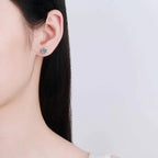Moissanite Stud Earrings 925 Sterling Silver White Gold Plated D VVS1 Round BandsCo Straps