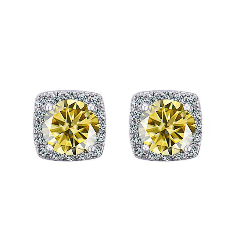 Moissanite Stud Earrings 925 Sterling Silver Round Cut Classic Women's Jewelry BandsCo Straps