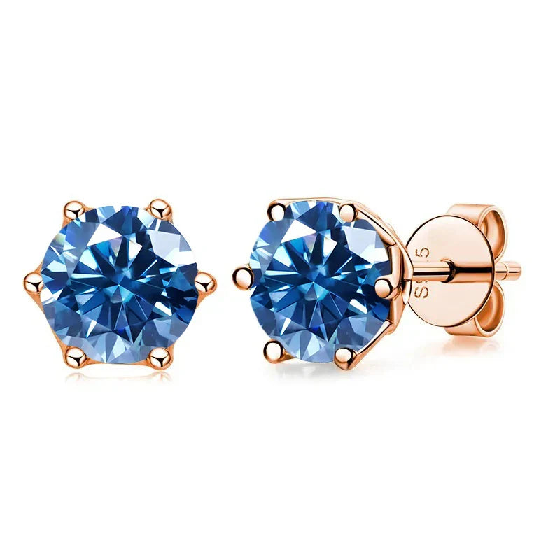 Moissanite Stud Earrings 0.5/1/2 CT Rose Gold Plated Sterling Silver 925 BandsCo Straps