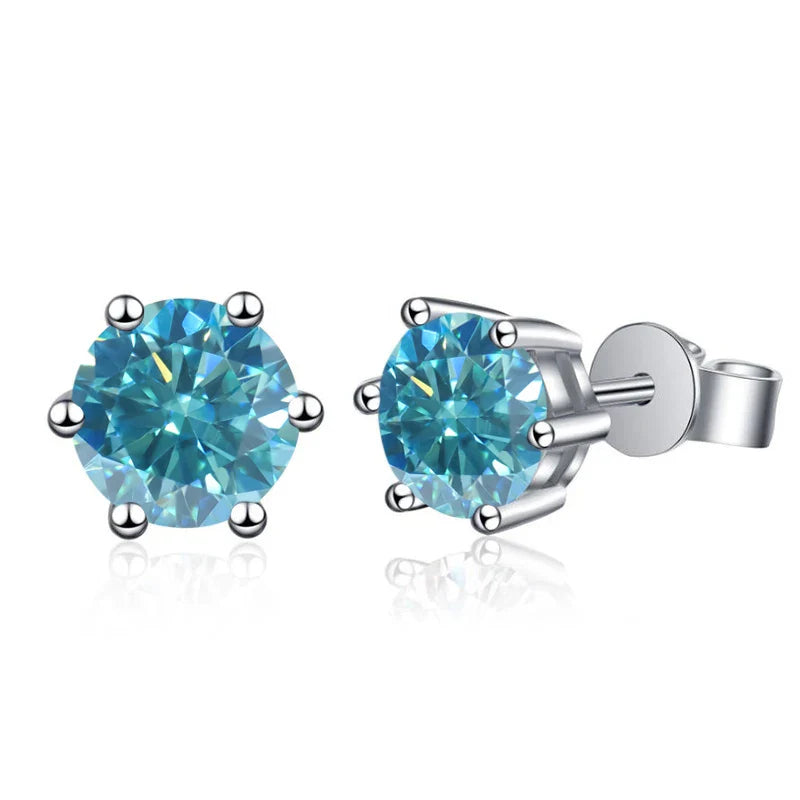 Moissanite Stud Earrings 1-6ct 21 Colors GRA Cert 925 Sterling Silver BandsCo Straps