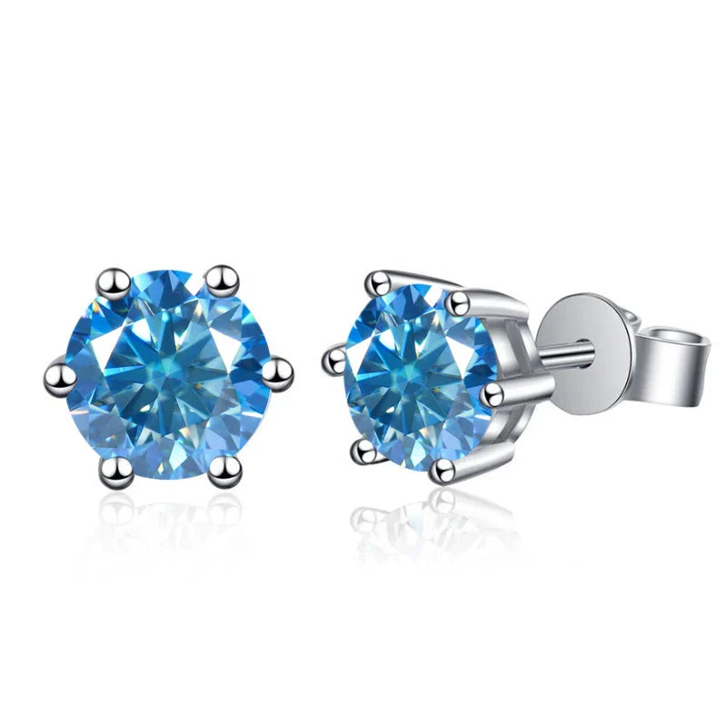 Moissanite Stud Earrings 1-6ct 21 Colors GRA Cert 925 Sterling Silver BandsCo Straps