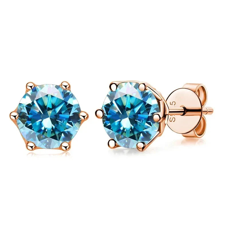 Moissanite Stud Earrings 0.5/1/2 CT Rose Gold Plated Sterling Silver 925 BandsCo Straps