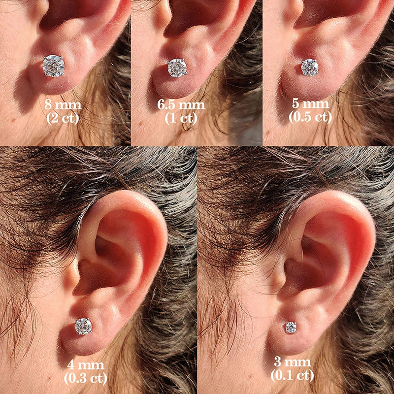 Moissanite Stud Earrings 0.1-3CT S925 Sterling Silver Platinum Plated Bride BandsCo Straps