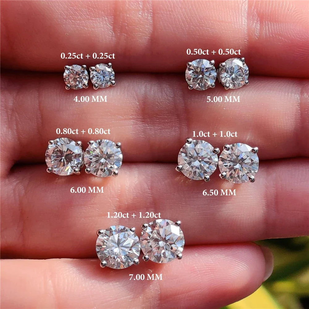 Moissanite 0.5-1.2 Ct D Color Stud Earrings 925 Sterling Silver For Women BandsCo Straps