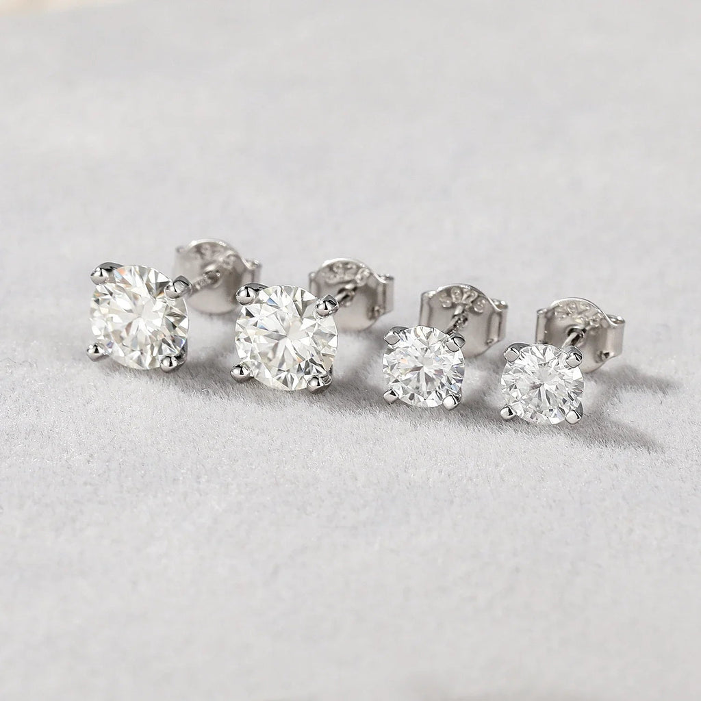Moissanite 0.5-1.2 Ct D Color Stud Earrings 925 Sterling Silver For Women BandsCo Straps