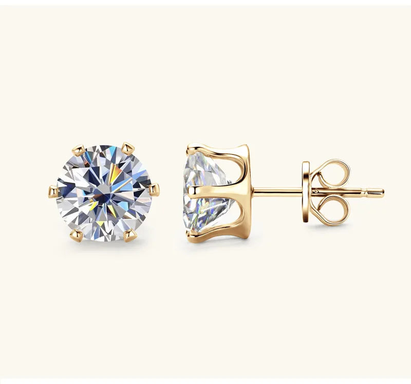 Moissanite Stud Earrings 0.2-6 Carat D-E Color 925 Sterling Silver BandsCo Straps