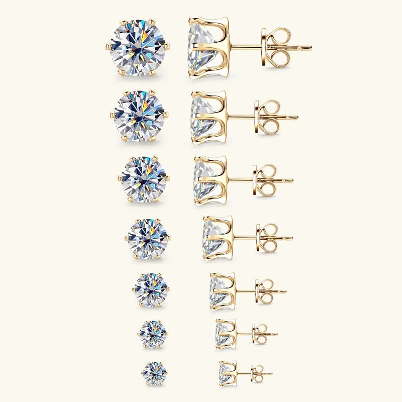 Moissanite Stud Earrings 0.2-6 Carat D-E Color 925 Sterling Silver BandsCo Straps