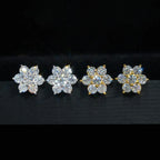 Moissanite Stud Earrings 925 Sterling Silver D Color Flower Earrings For Women