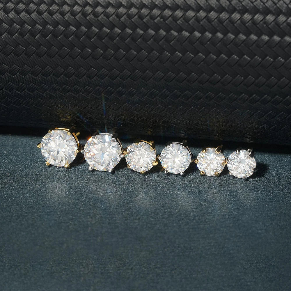 Moissanite Stud Earrings 1-6ct 21 Colors GRA Cert 925 Sterling Silver BandsCo Straps