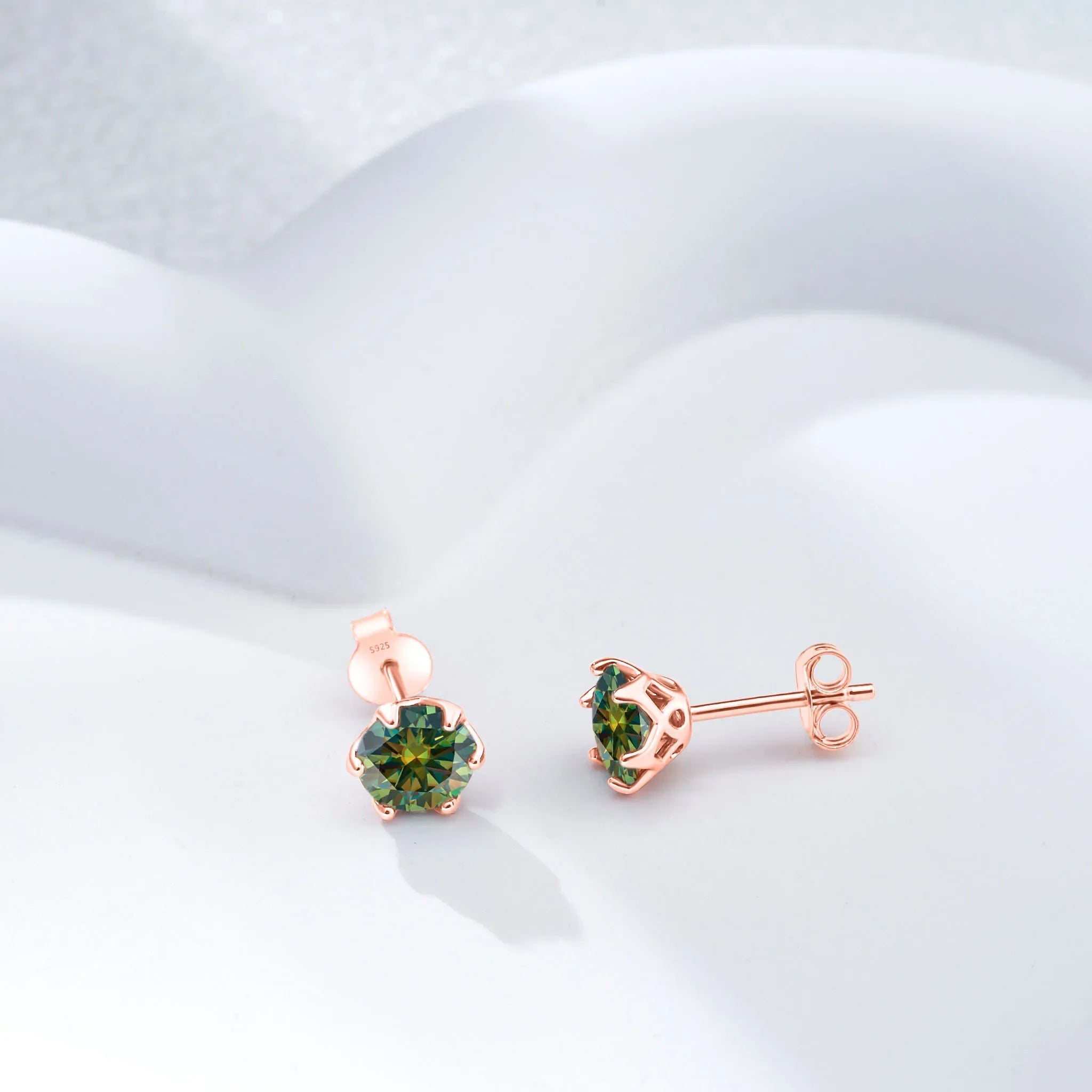 Moissanite Stud Earrings 0.5-2 CT 925 Sterling Silver Rose Gold Plated Gift BandsCo Straps