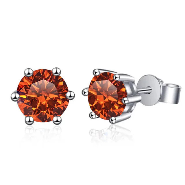Moissanite Stud Earrings 1-6ct 21 Colors GRA Cert 925 Sterling Silver BandsCo Straps