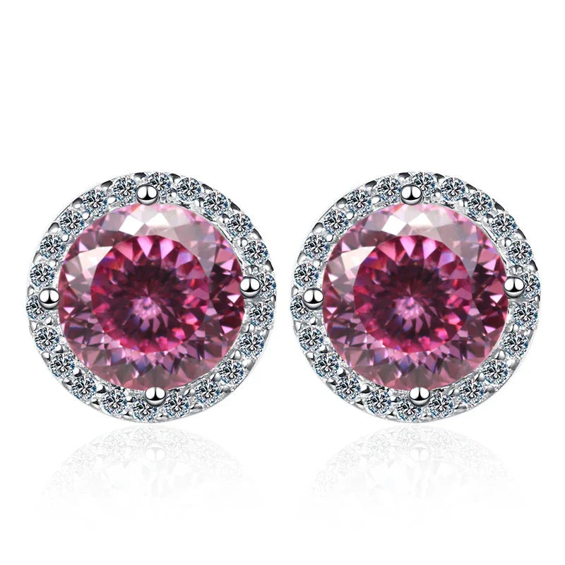 Moissanite Stud Earrings 0.8ct D Color 925 Sterling Silver 18K White Gold BandsCo Straps