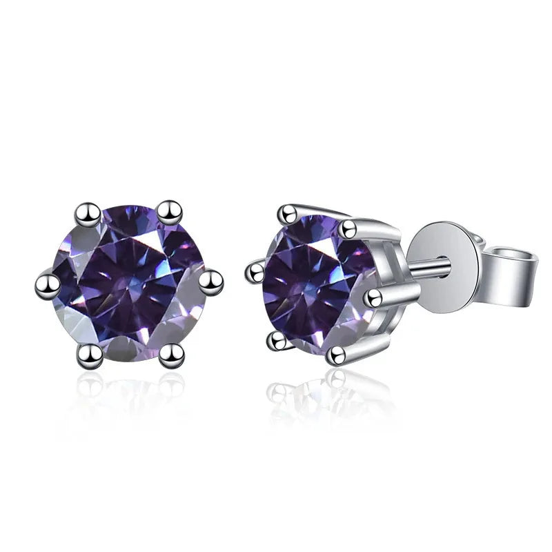 Moissanite Stud Earrings 1-6ct GRA Certified 21 Colors 925 Sterling Silver BandsCo Straps